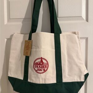 Trader Joe's Canvas Tote with Green Straps